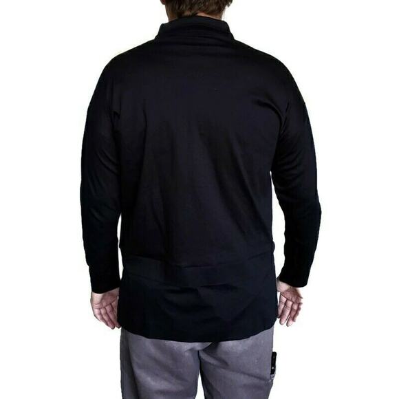 QUINN Qi mens long sleeve mock neck 1/2 zip shirt athletic tee navy blue Size M - Picture 3 of 10